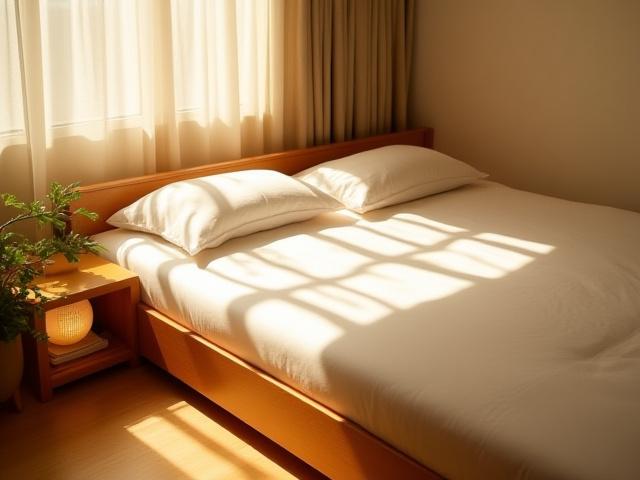 Cherry wood bed frame with Japanese futon style