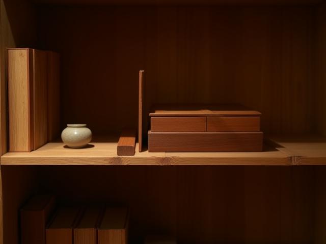 Custom-made bookshelf with intricate joinery